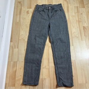 American Eagle Outfitters Plaid Gray Stretch Straight Leg Pants Size 4